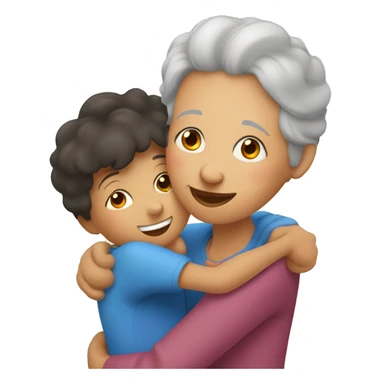 hug between grandmother and grandson sticker