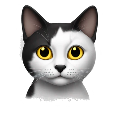 Black and white cat with yellow eyes and black nose sticker