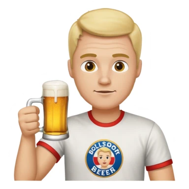 Men with Bolsdorf shirt drinks beer and watches race sticker