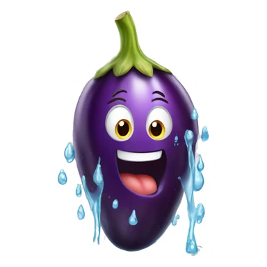 Eggplant with water coming out sticker