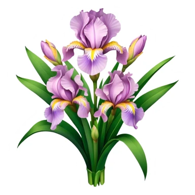 big bouquet Soft Pink Iris, luxuriant, leaf, bud sticker