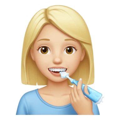 A blond girl washing its teeth  sticker