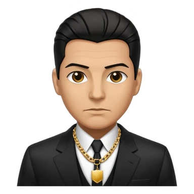mob boss in black suit, slick hair, gold chain, sticker