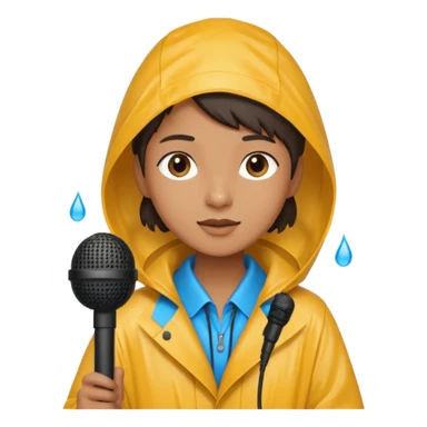 people with rain coat and microphone sticker