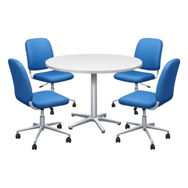 table and three office blue chairs sticker