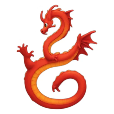 red dragon shaped like ampersand sticker
