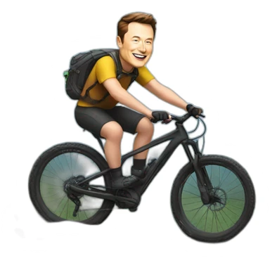Elon musk on a mountain bike sticker