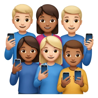 grupo de niños de 12 años con mobiles sticker