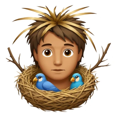 Man who has a Birds Nest for hair sticker