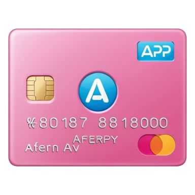 pink big afterpay word on a credit card sticker