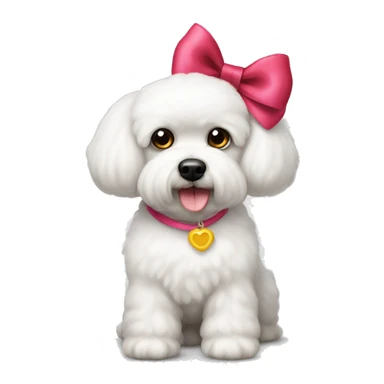 White Bichon frise dog with bows on ears sticker