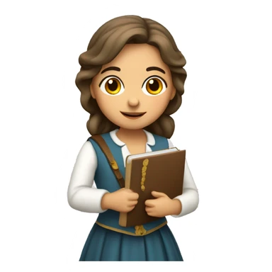 cute historical spanish woman with a notebook in her hands sticker