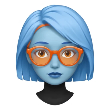 blue skinned orange glassed woman sticker