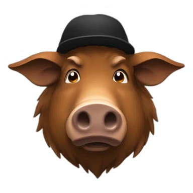 fullface brown boar tired of life with a black winter hat sticker