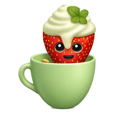 Pistachio cream covered strawberry in a cup  sticker