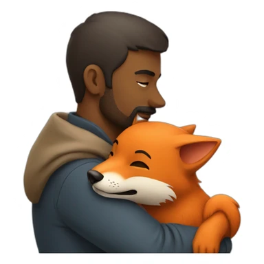 A man that hugs a fox. sticker