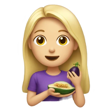 Blonde girl eating eggplant sticker