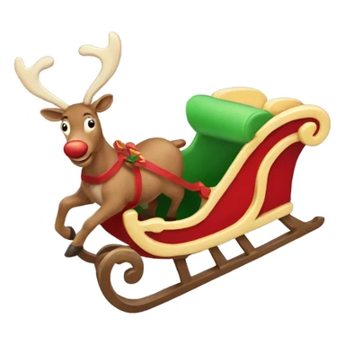 Santa sleigh flying with reindeer  sticker