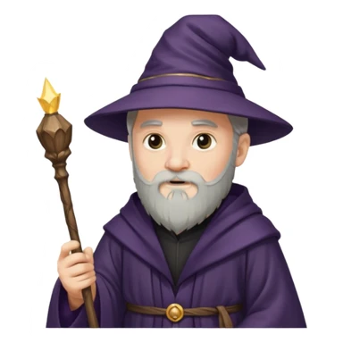 Wizard in dark robe holding magic wand sticker