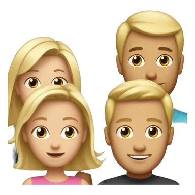 blonde haired mom, blac-aired dad, 2 kids sticker