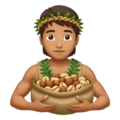 Native Hawaii man holding a sack of nuts sticker