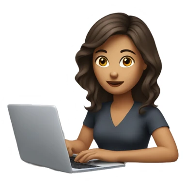 Brunette working on laptop sticker