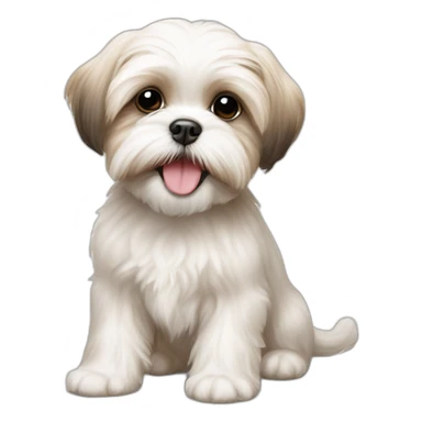 happy Maltese shih tzu puppy white beige sticker