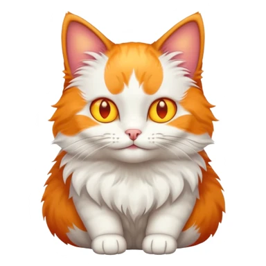A bicolor cat emoji with glowing happy yellow eyes sticker