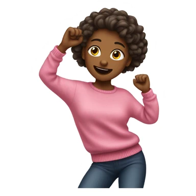 Girl in pink sweater dancing sticker