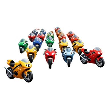 grandstands filled with cheering crowds, checkered flags waving, and traffic lights signaling the start, with a thrilling atmosphere of anticipation and speed. Sporty cars and motorcycles lined up at the starting line, ready to race, with a vibrant racetrack in the background. sticker