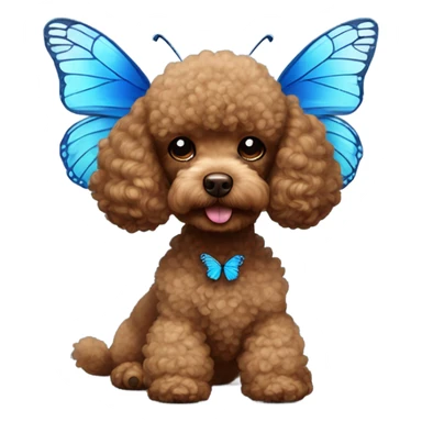 Brown Toy poodle with blue butterfly  sticker