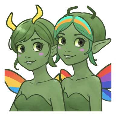 Two Fairy Sisters with Rainbow Wings sticker