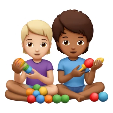 two kids playing with toys at home sticker