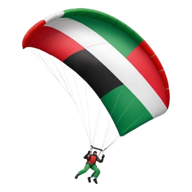 a paraglider flying a palestinian flag wing, respect scrupulously the correct shapes and colours of the palestinian flag, try again sticker