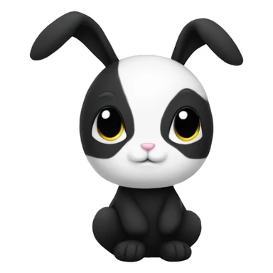 a black and white small bunny plushie sticker