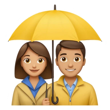 Couple under yellow umbrella sticker