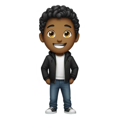 happy boy in black jacket sticker