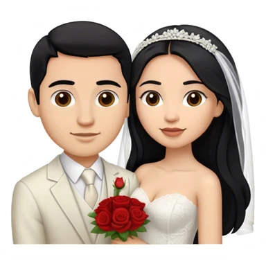 hispanic women with long black hair and light skinned man with short dark brown hair getting married  sticker