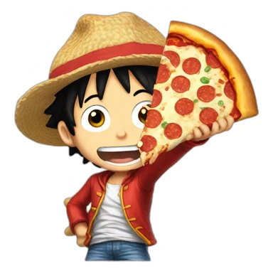 Luffy eat pizza sticker
