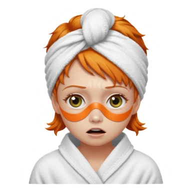 scared ginger girl with bath towels and eye patches sticker