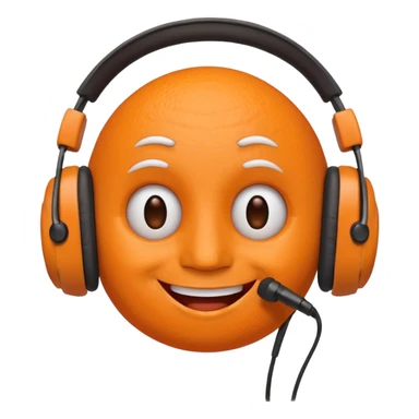 Orange happy face emoji with a couple of hair,headphones,and antennas. sticker