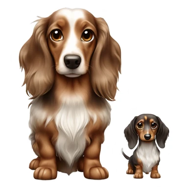Two brown Merle long haired Dachshunds full body one is smaller sticker