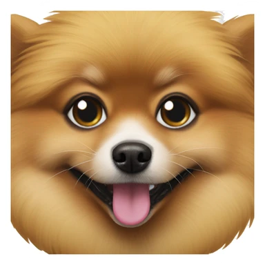 Pomeranian wearing clown nose and makeup sticker