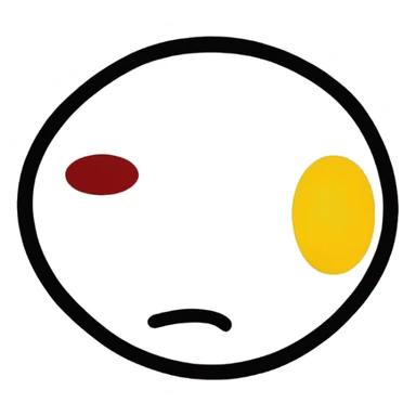 a black and red rectangle with a medium-sized yellow circle in the middle sticker