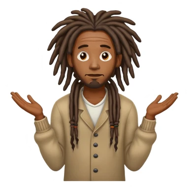  Black man with dreadlocks shrug emoji sticker