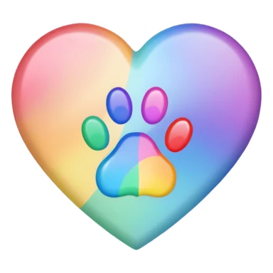 rainbow pride heart with a paw print on top, pastel color palette, no text sticker