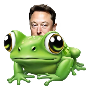 Elon musk with a frog on his head sticker