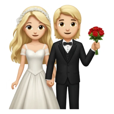 Happy Wedding couple blonde bride long hair and long black hair Chinese groom


 sticker