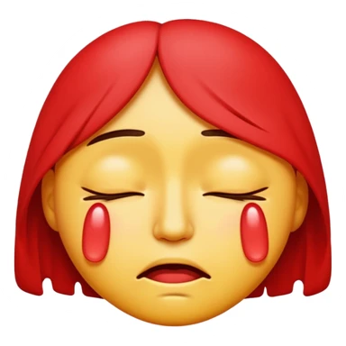 A standard emoji crying red with closed eyes sticker