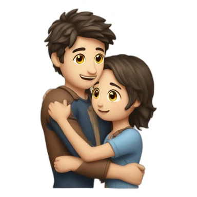 Girl hug guy friend european sticker